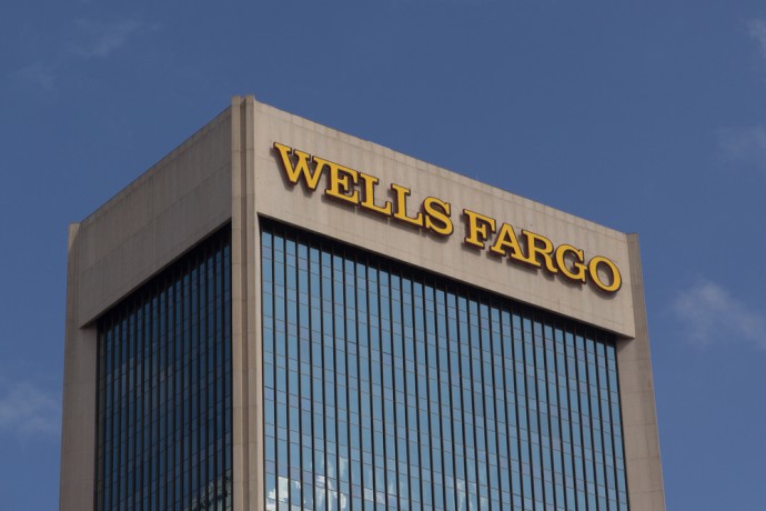 Wells Fargo building against the blue sky.
